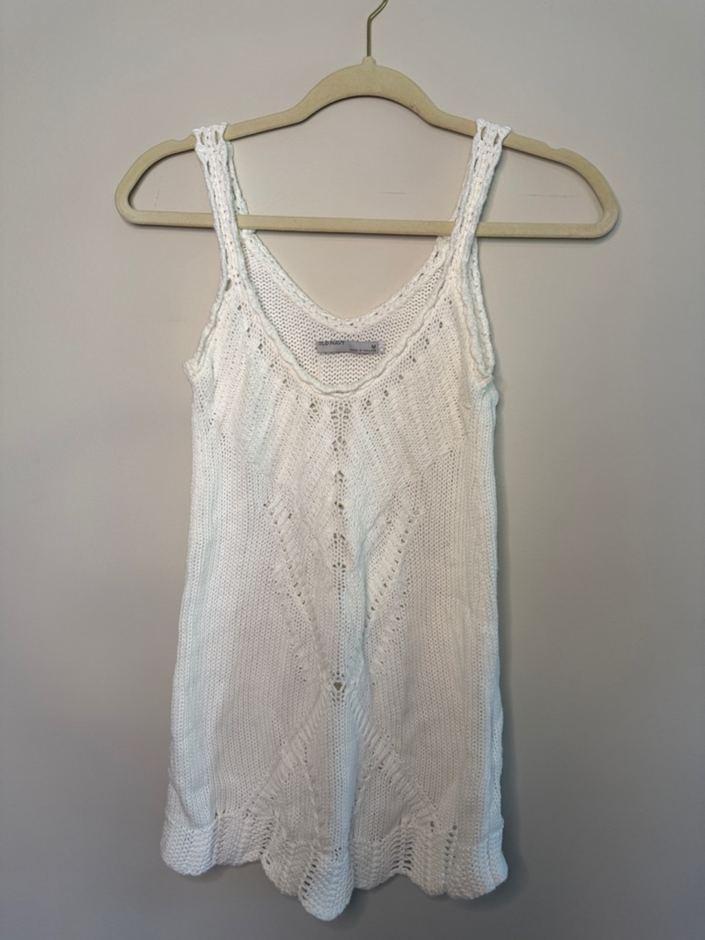 Old Navy White Knit Crochet Lace‑Pattern Camisole 100% Cotton